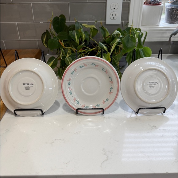 Set of 3 Vintage Tienshan Peachtree Stoneware Saucer Plates - 6 inches - Picture 9 of 10